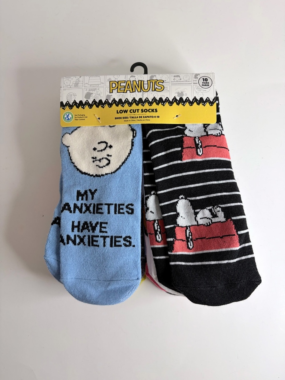 Peanuts 10 Pack Low Cut Socks Size 9-11